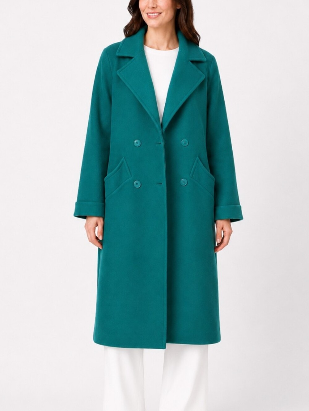 Vintage Green 100% Wool Double Breasted Oversized Pit To Pit Is 22 Long Coat